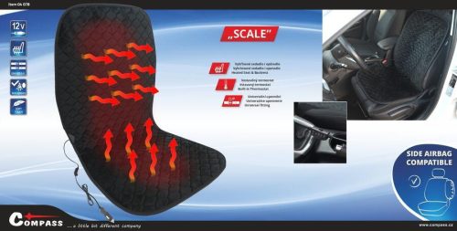 Compass SCALE fűthető üléshuzat termosztáttal 12V – Fekete