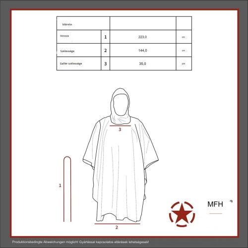MFH poncsó Rip Stop, M 95 CZ álcamintás, kb. 144 x 223 cm