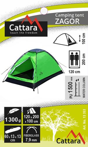 Cattara 2 személyes sátor ZAGOR 200x120x100cm PU1500mm