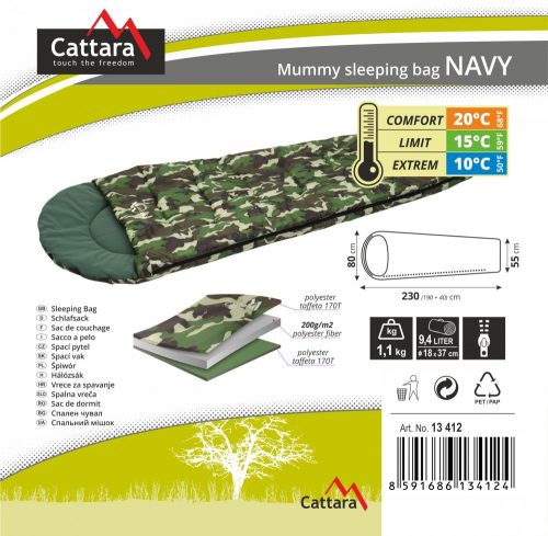 Cattara Hálózsák múmia NAVY 10°C