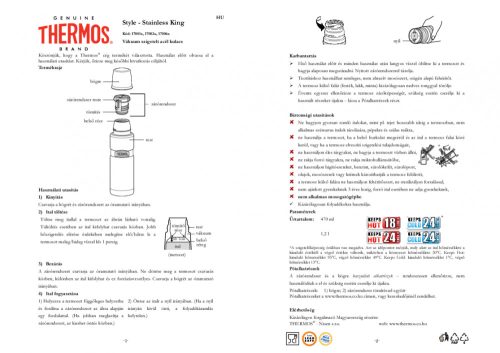 THERMOS Termosz italokra fogóval - matt fekete 1,2 l