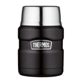   THERMOS Termosz ételre összerakható kanállal és bögrével - matt fekete 470 ml