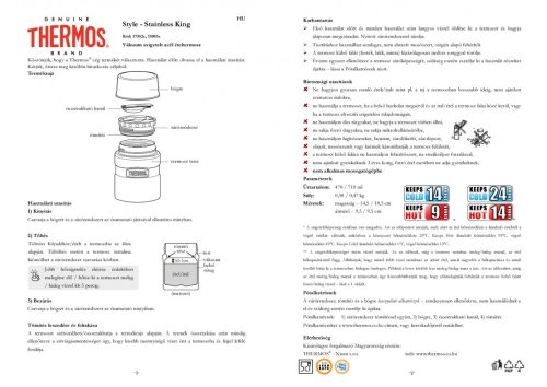 THERMOS Termosz ételre összerakható kanállal és bögrével - matt fekete 470 ml