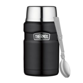   THERMOS Termosz ételre összerakható kanállal és bögrével - matt fekete 710 ml