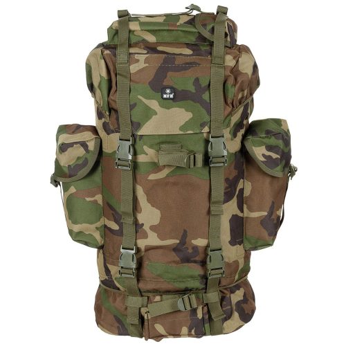 MFH BW katonai hátizsák, 65 l, alumínium megerősítés woodland álcaminta