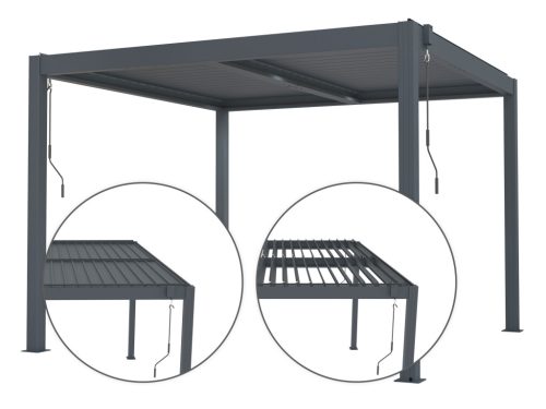Bioklimatikus pergola G21 Austin 3×3 m, antracit színű alumínium