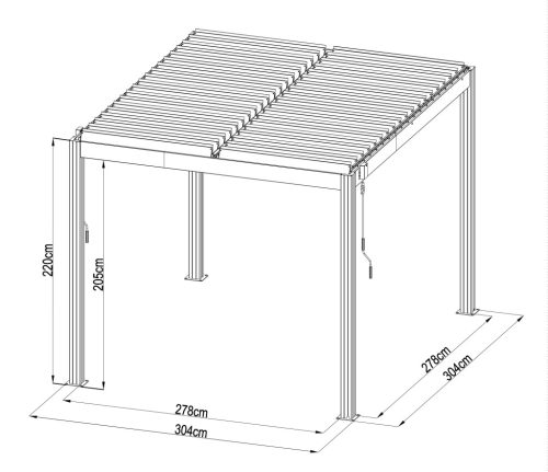 Bioklimatikus pergola G21 Austin 3×3 m, antracit színű alumínium