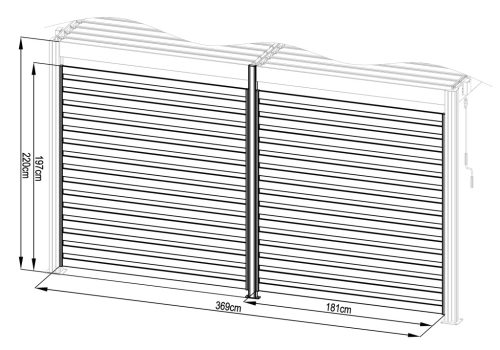 Bioklimatikus pergolához G21 fix lamellás oldalfal 3,7x2,2 m pergola Austinhoz