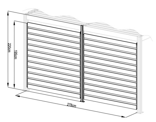 Bioklimatikus pergolához G21 forgatható lamellás oldalfal 2,8x2,2 m pergola Austinhoz