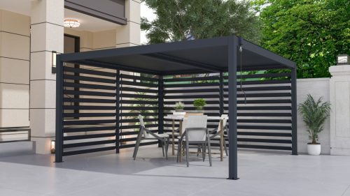 Bioklimatikus pergola G21 forgatható lamellás oldalfal 3,7x2,2 m pergola Austinhoz