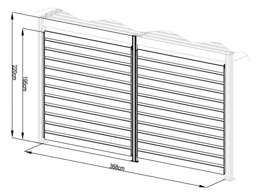Bioklimatikus pergola G21 forgatható lamellás oldalfal 3,7x2,2 m pergola Austinhoz