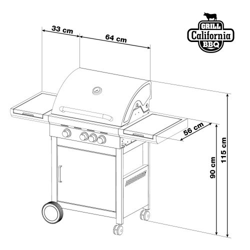 G21 California BBQ Premium line gázgrill, 4 égőfej + ajándék nyomáscsökkentő