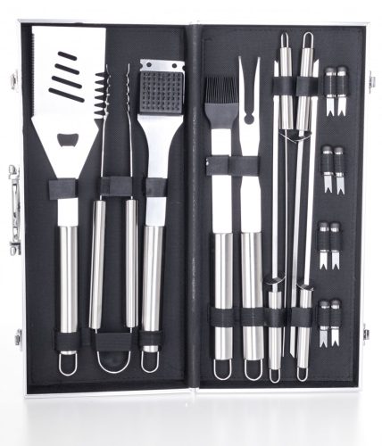 G21 Grillező segédeszköz szett 17 db, alumínium koffer