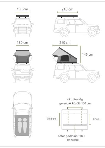 OFFLANDER TRIANGLE TAHAT 2.1 alumínium tetősátor