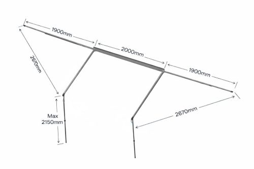 Offroad 180°-os Omnistor szabadon álló árnyékoló (2,0 m) – szürke