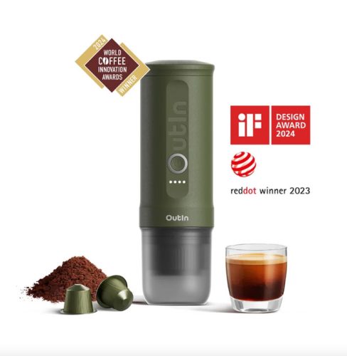 Outin Nano akkumulátoros hordozható kávéfőző - Forest Green (zöld)