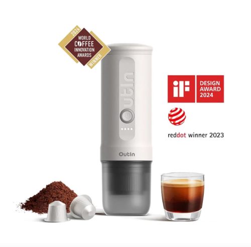 Outin Nano akkumulátoros hordozható kávéfőző - Pearl White (fehér)