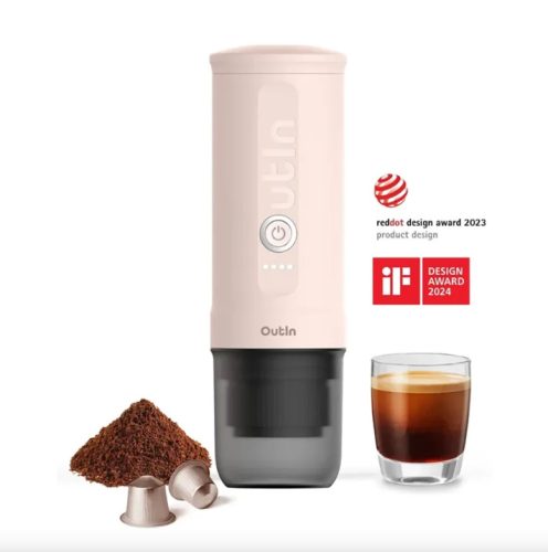 Outin Nano akkumulátoros hordozható kávéfőző - Rose Quartz x BCRF