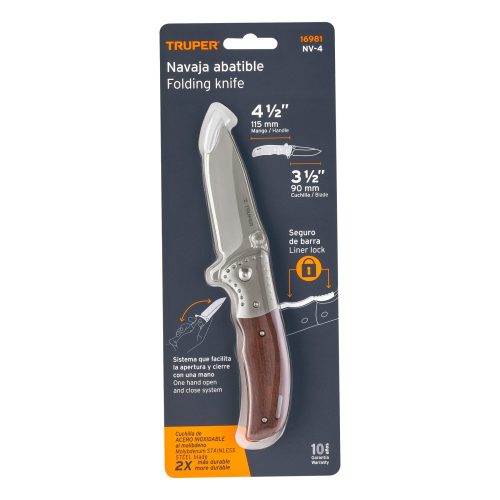 Truper Összecsukható kés 4-1/2" fa nyéllel
