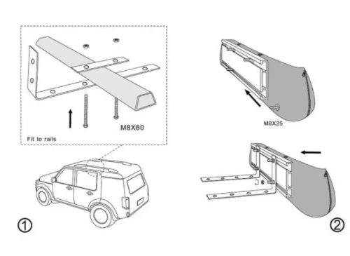 Offroad Oldalsó napellenző 2 m széles x 3 m nyitott, terep szürke
