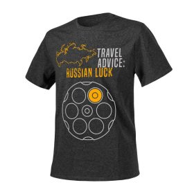   Helikon-tex póló "TRAVEL ADVICE: RUSSIAN LUCK" fekete-szürke L méret